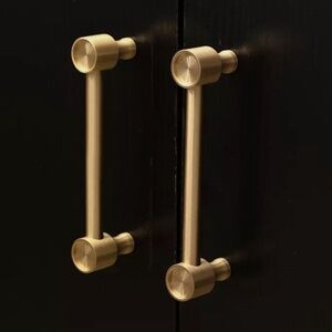 Brass Modern Drawer Pulls, Cabinet Handles, Solid Brass Handles Set of 2